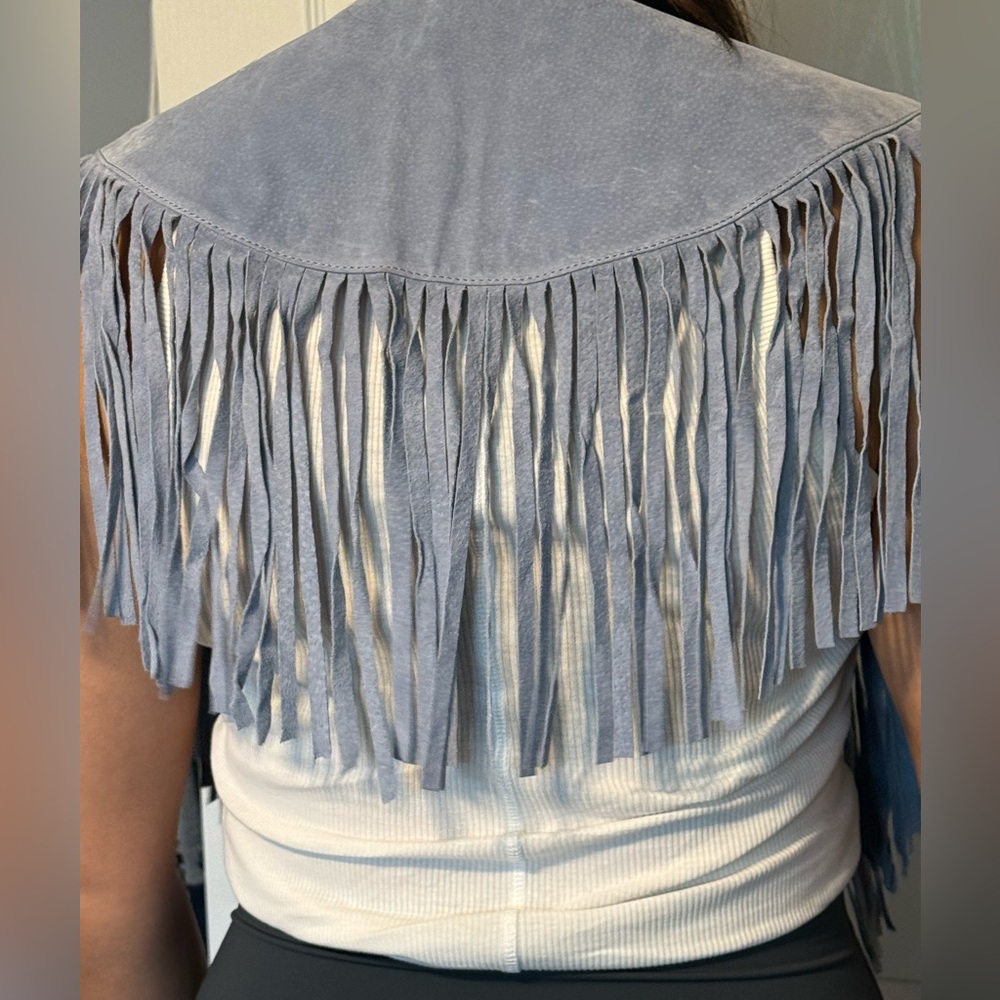 🔥ASOS Light Blue Suede collar with Fringe - Picture 3 of 11